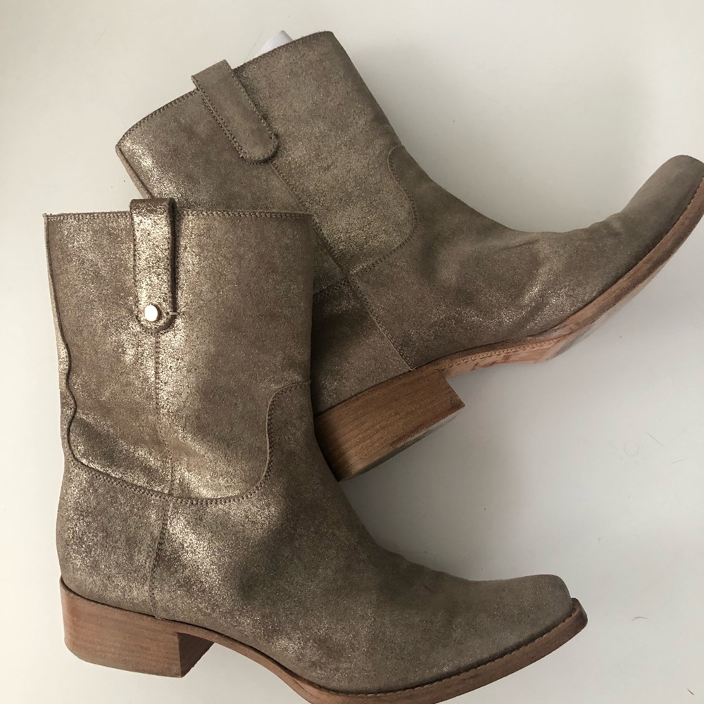 Jimmy Choo gold metallic western boots size 41